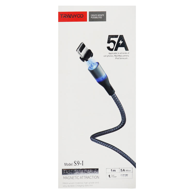 کابل آیفونی فست شارژ مگنتی Tranyoo S9-I 5A 1m