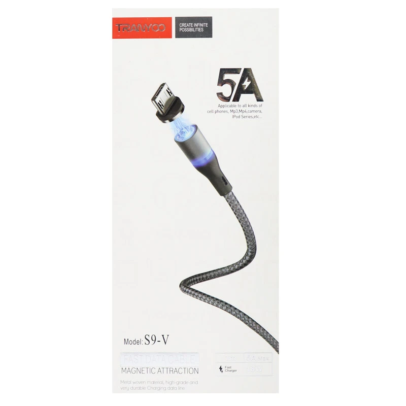 کابل میکرو یو اس بی فست شارژ مگنتی Tranyoo S9-V 5A 1m