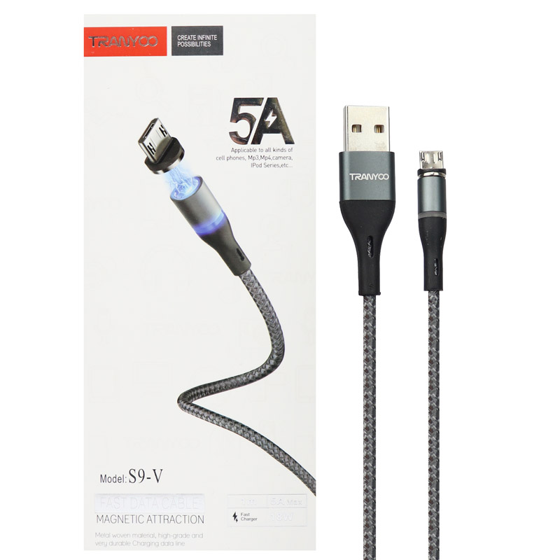 کابل میکرو یو اس بی فست شارژ مگنتی Tranyoo S9-V 5A 1m