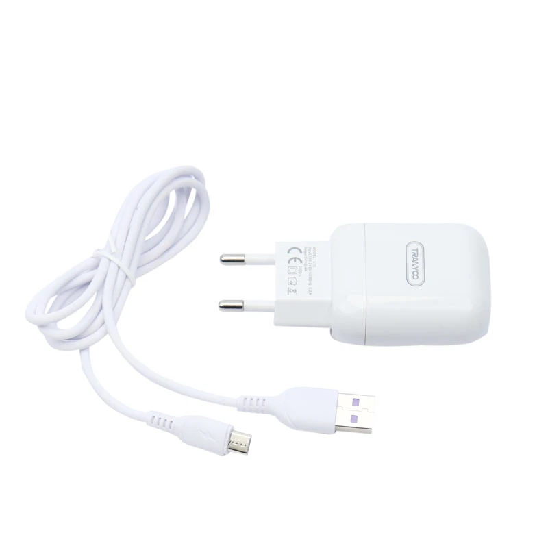 شارژر دیواری فست شارژ Tranyoo V10 2.4A 12W + کابل میکرو یو اس بی