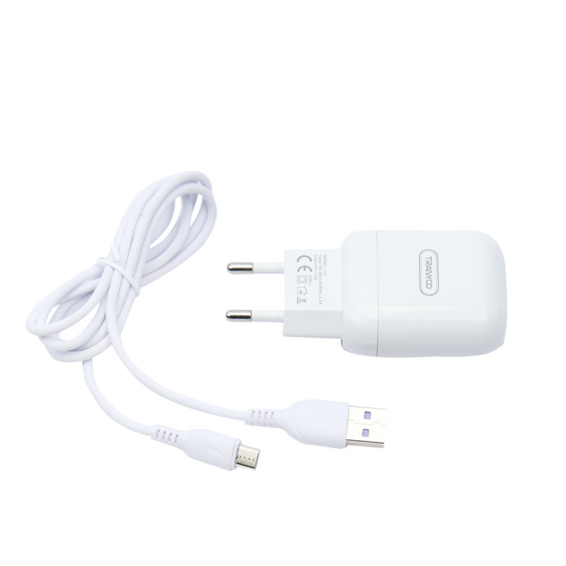 شارژر دیواری فست شارژ Tranyoo V10 2.4A 12W + کابل میکرو یو اس بی