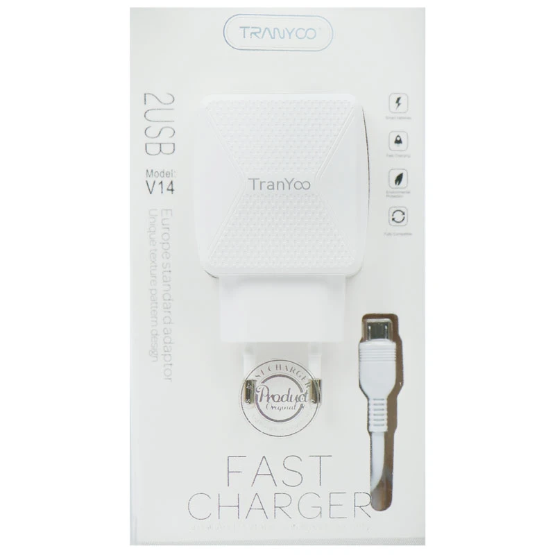 شارژر دیواری فست شارژ Tranyoo V14 2.4A 12W + کابل میکرو یو اس بی