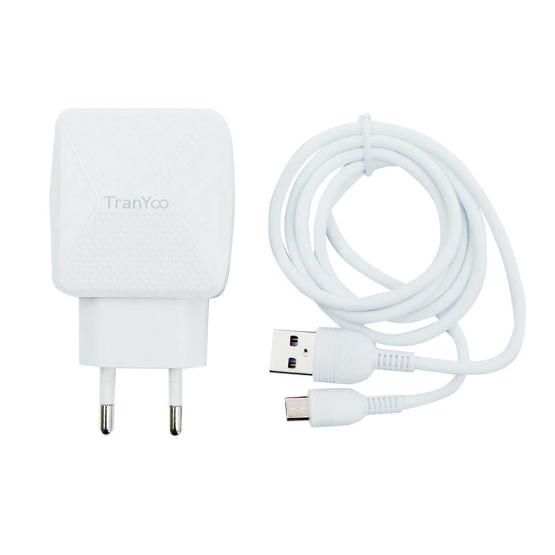 شارژر دیواری فست شارژ Tranyoo V14 2.4A 12W + کابل میکرو یو اس بی
