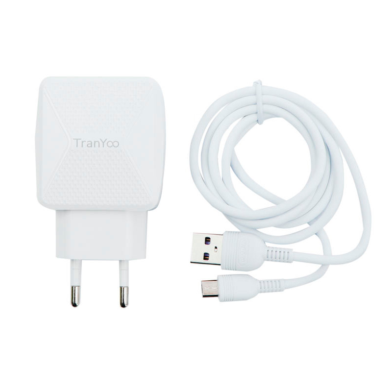 شارژر دیواری فست شارژ Tranyoo V14 2.4A 12W + کابل میکرو یو اس بی