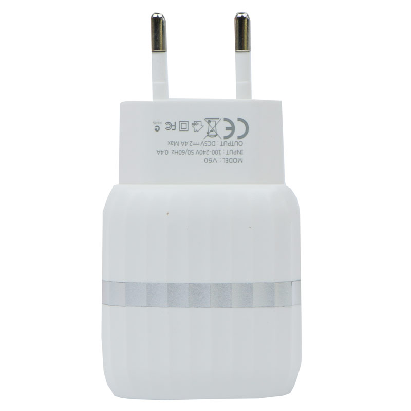 شارژر دیواری فست شارژ Tranyoo V50 2.4A 12W + کابل میکرو یو اس بی