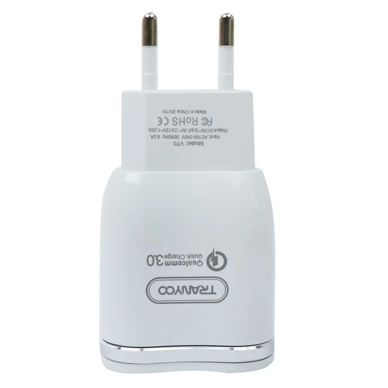شارژر دیواری فست شارژ Tranyoo V70 QC3 3.6A 18W + کابل میکرو یو اس بی
