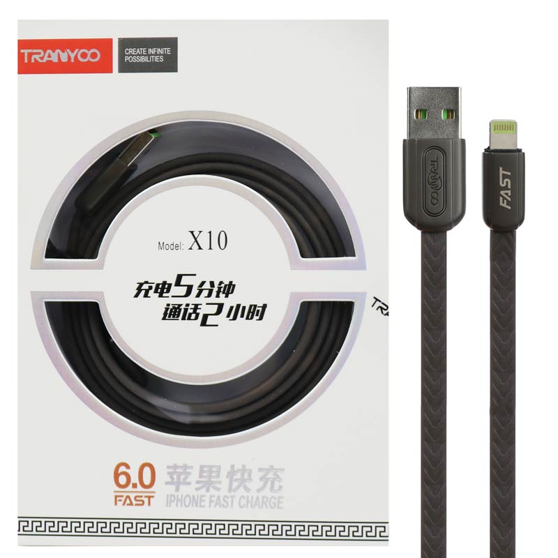 کابل آیفونی فست شارژ Tranyoo X10 6A 1m