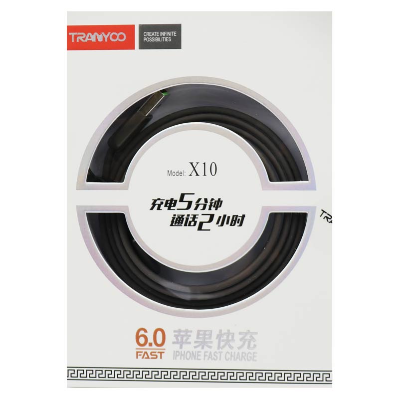 کابل آیفونی فست شارژ Tranyoo X10 6A 1m