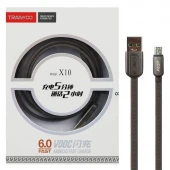 کابل میکرو یو اس بی فست شارژ Tranyoo X10 6A 1m