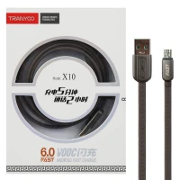 کابل میکرو یو اس بی فست شارژ Tranyoo X10 6A 1m