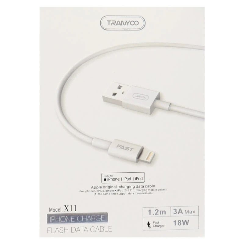 کابل آیفونی فست شارژ Tranyoo X11 3A 1.2m