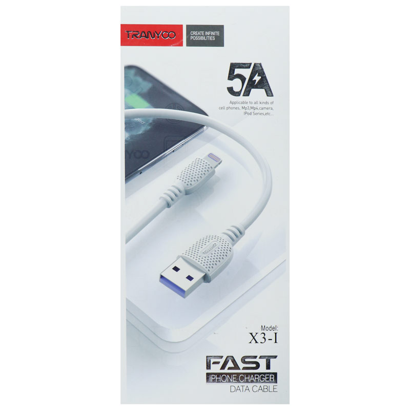 کابل آیفونی فست شارژ Tranyoo X3-I 5A 1m