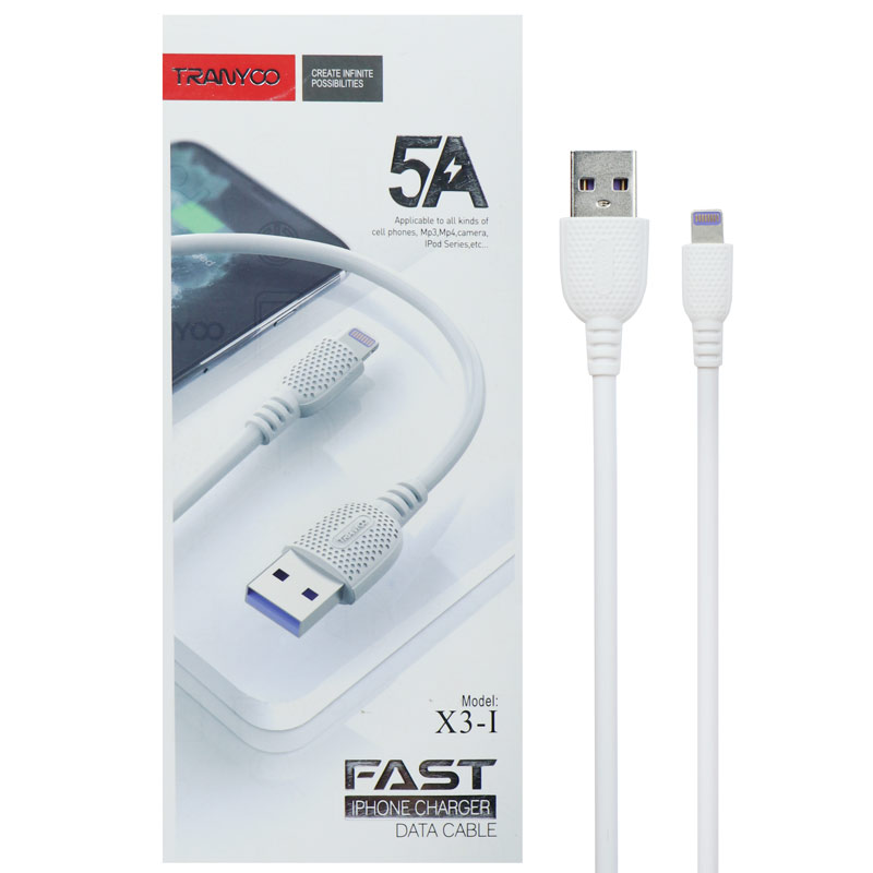 کابل آیفونی فست شارژ Tranyoo X3-I 5A 1m