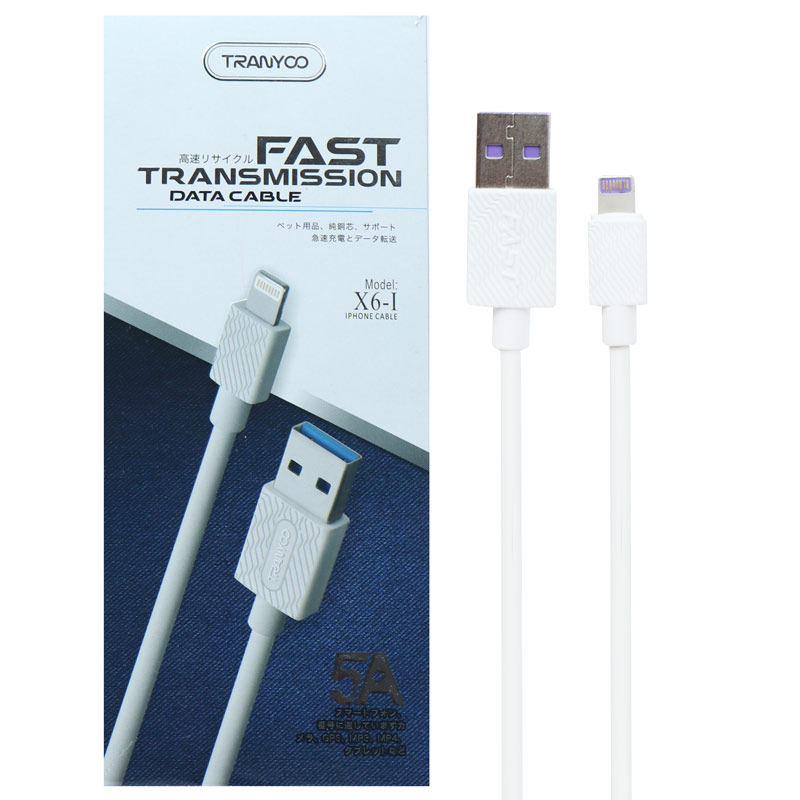کابل آیفونی فست شارژ Tranyoo X6-I 5A 1m