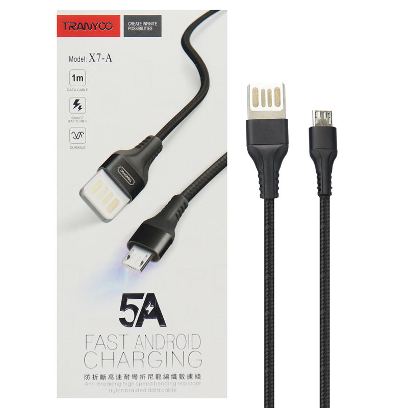 کابل میکرو یو اس بی فست شارژ Tranyoo X7-A 5A 1m