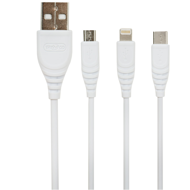 کابل 3 سر فست شارژ Tranyoo XS1 2.1A 1.2m