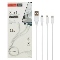کابل 3 سر فست شارژ Tranyoo XS1 2.1A 1.2m