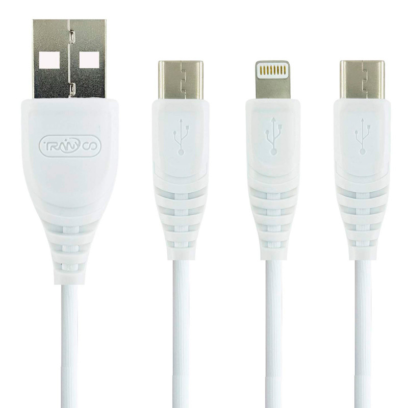 کابل 3 سر فست شارژ Tranyoo XS1 2.1A 1.2m