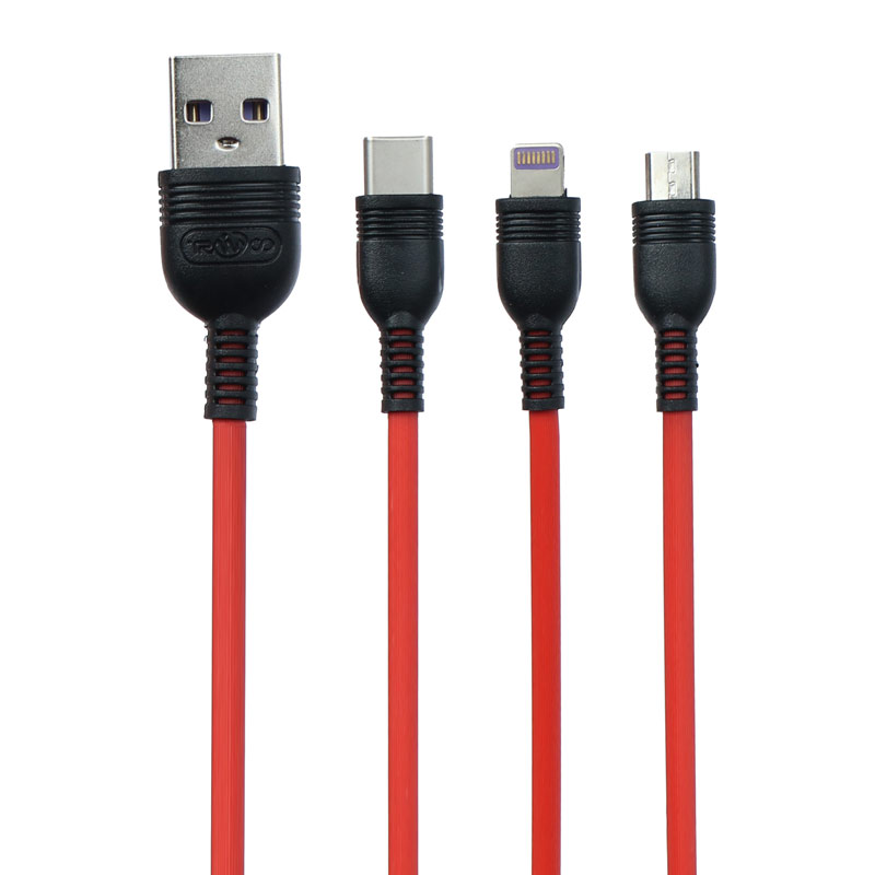کابل 3 سر فست شارژ Tranyoo XS2 2.1A 1.2m