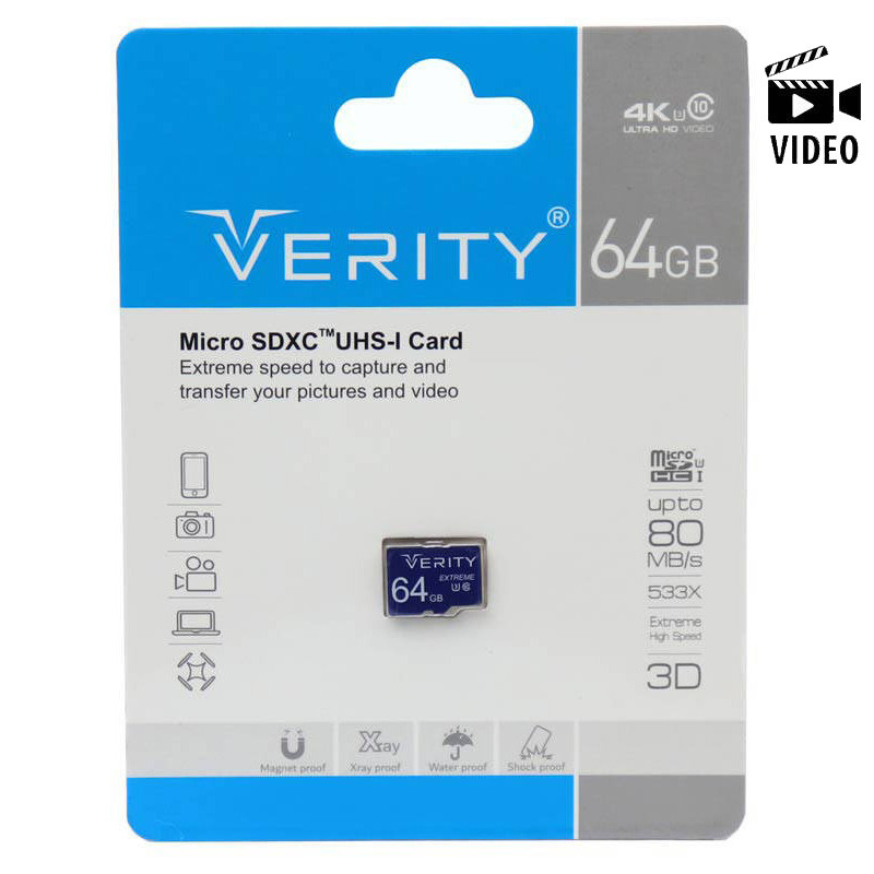 رم میکرو 64 گیگ وریتی Verity Extreme U3 C10 80MB/s
