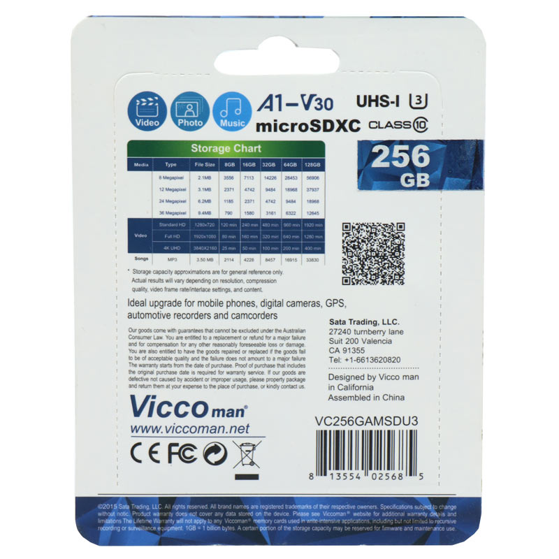 رم میکرو 256 گیگ ویکومن Vicco Man Final A1 V30 U3 C10 90MB/s + رم ریدر