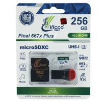 رم میکرو 256 گیگ ویکومن Vicco Man Final A1 V30 U3 C10 90MB/s + رم ریدر