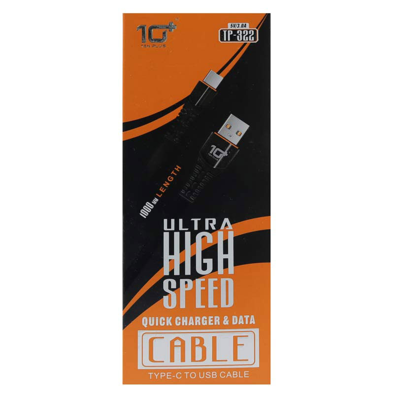 کابل میکرو یو اس بی فست شارژ 10Plus TP-322 3A 1m