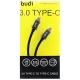 کابل تبدیل فست شارژ BUDI M8J178TT-BLK Type-C to Type-C 3A 1.2m