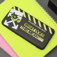 قاب طرحدار محافظ لنزدار مشکی Off White شیائومی Redmi Note 9