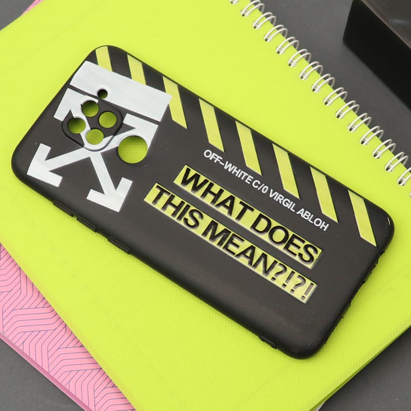 قاب طرحدار محافظ لنزدار مشکی Off White شیائومی Redmi Note 9