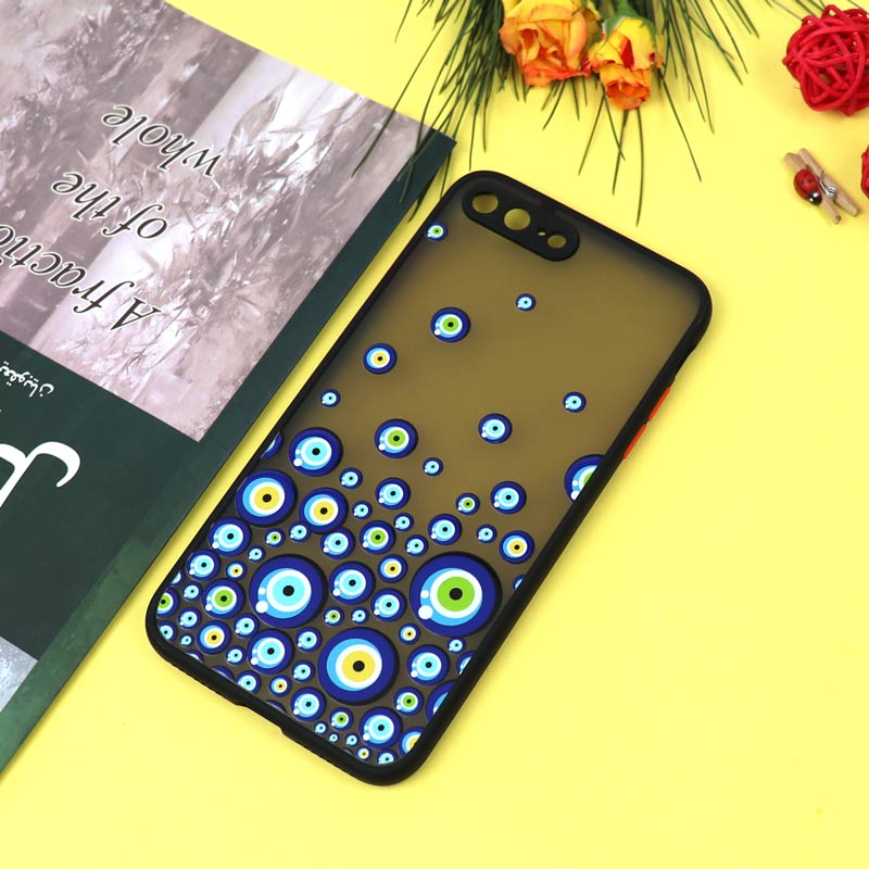 قاب PC مات محافظ لنزدار طرحدار چشم و نظر آیفون iPhone 7 Plus / 8 Plus