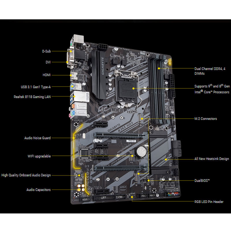 مادربرد گیگابایت B365 HD3 DDR4