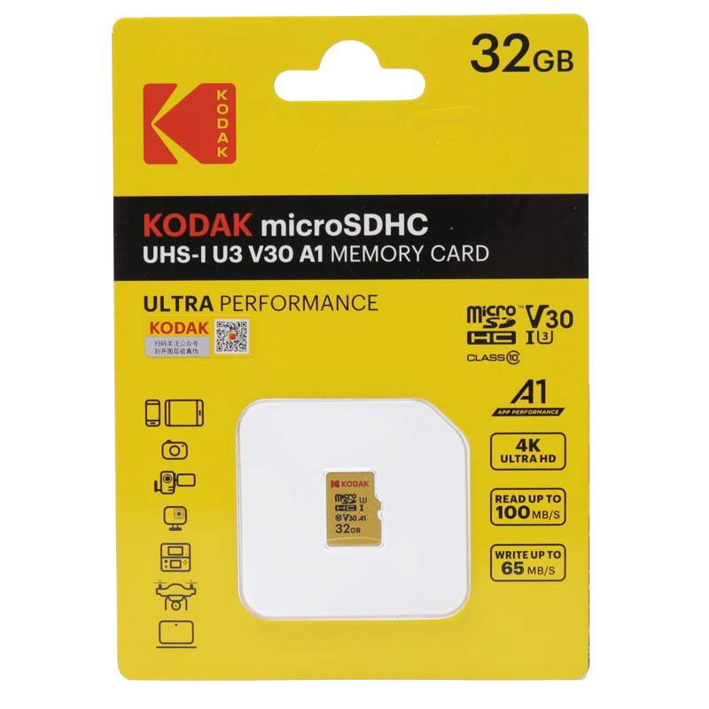 رم میکرو 32 گیگ کداک Kodak Ultra A1 V30 U3 C10 100MB/s