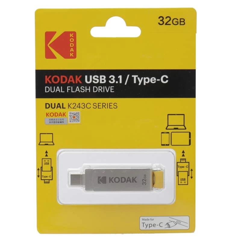فلش 32 گیگ کداک Kodak Dual K243C OTG Type-C USB3.1