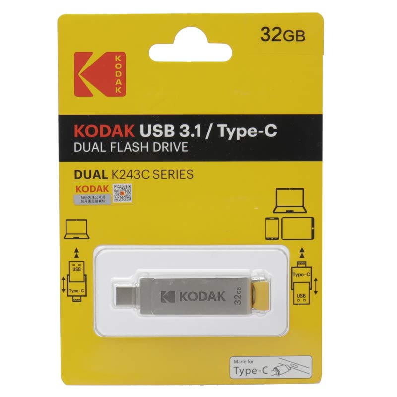 فلش 32 گیگ کداک Kodak Dual K243C OTG Type-C USB3.1