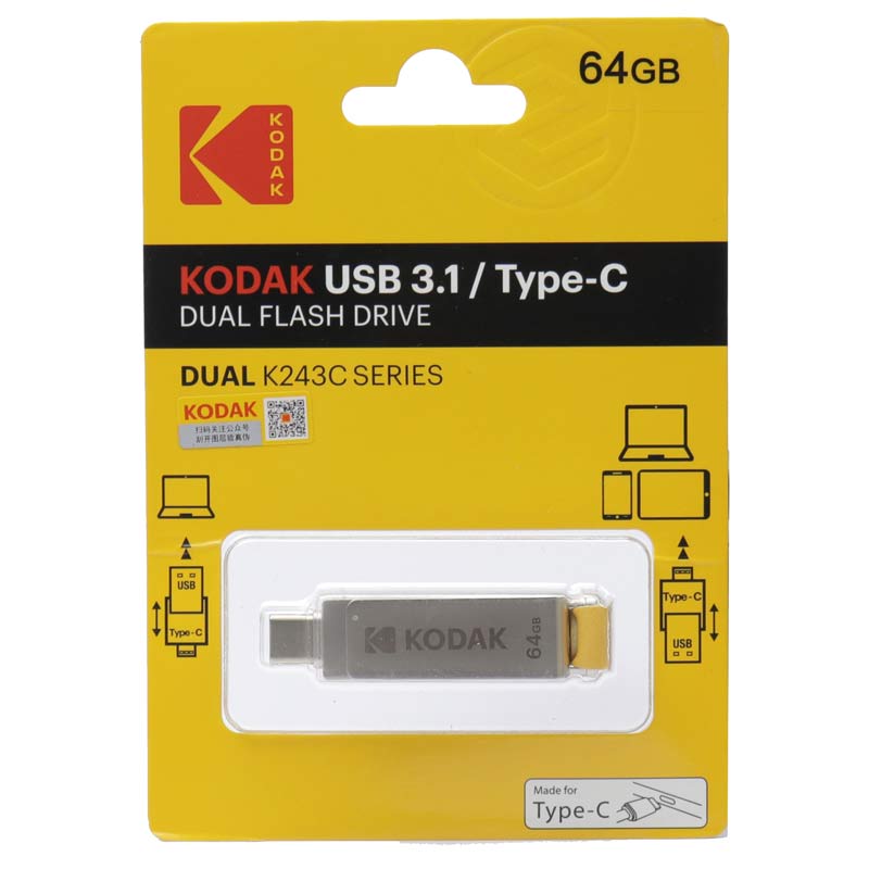 فلش 64 گیگ کداک Kodak Dual K243C OTG Type-C USB3.1