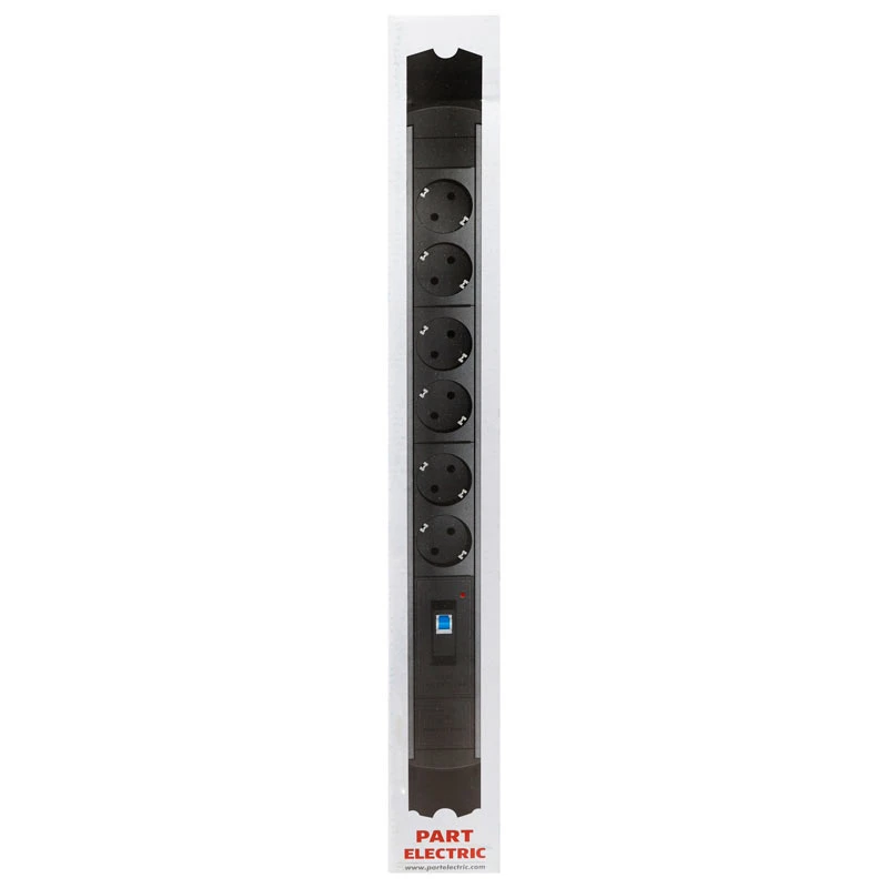 چند راهی 6 خانه ارت دار پارت الکتریک PE2253 Rack Mount با کابل 1/8 متری