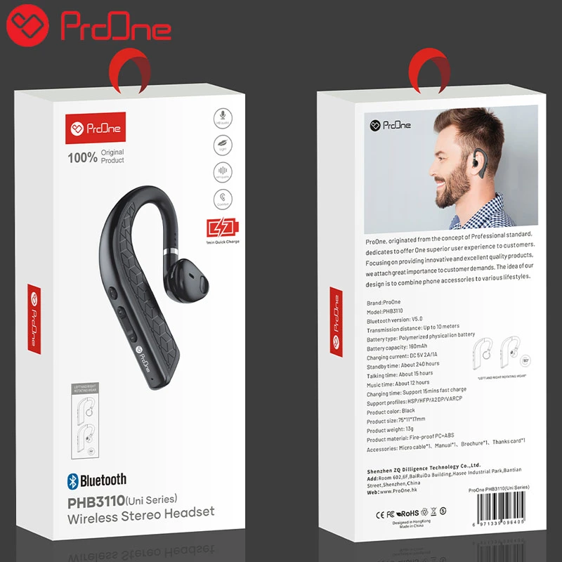 هدست بلوتوث تک گوش ProOne UNI PHB3110