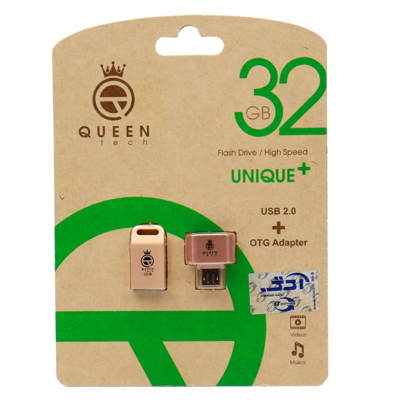 فلش 32 گیگ کوئین تک QUEEN TECH Unique Plus + تبدیل OTG