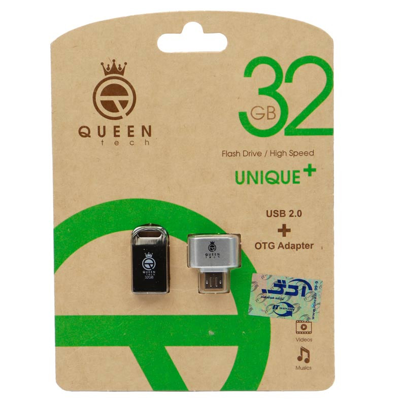 فلش 32 گیگ کوئین تک QUEEN TECH Unique Plus + تبدیل OTG
