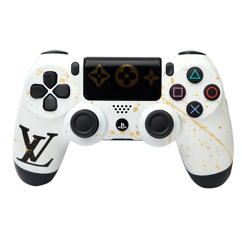 دسته بازی بی سیم SONY PlayStation 4 DualShock 4 High Copy طرح LV سفید کد 3