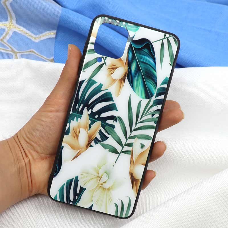 قاب پشت گلسی طرح برگ Samsung A12