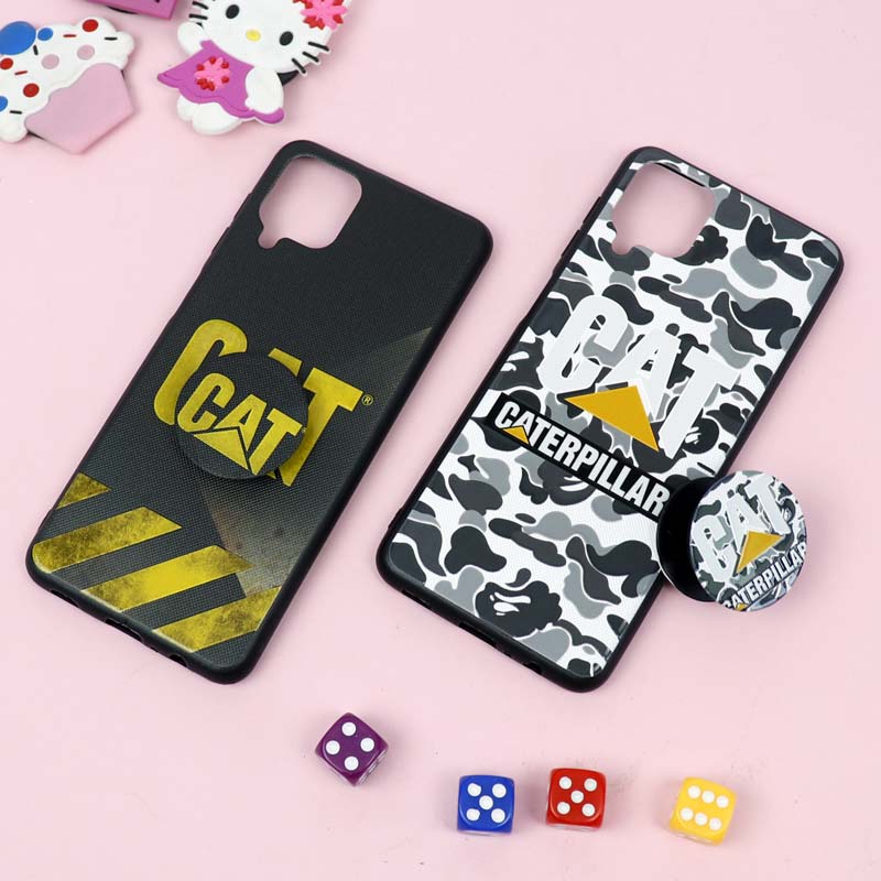 قاب فانتزی برجسته + پاپ سوکت طرح CAT سامسونگ A12 سری D