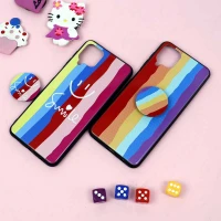 قاب فانتزی برجسته + پاپ سوکت طرح رنگین کمان سامسونگ A12 سری D