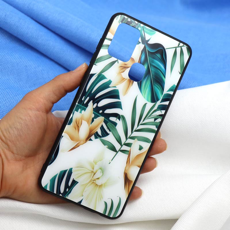 قاب پشت گلسی طرح برگ Samsung A21s