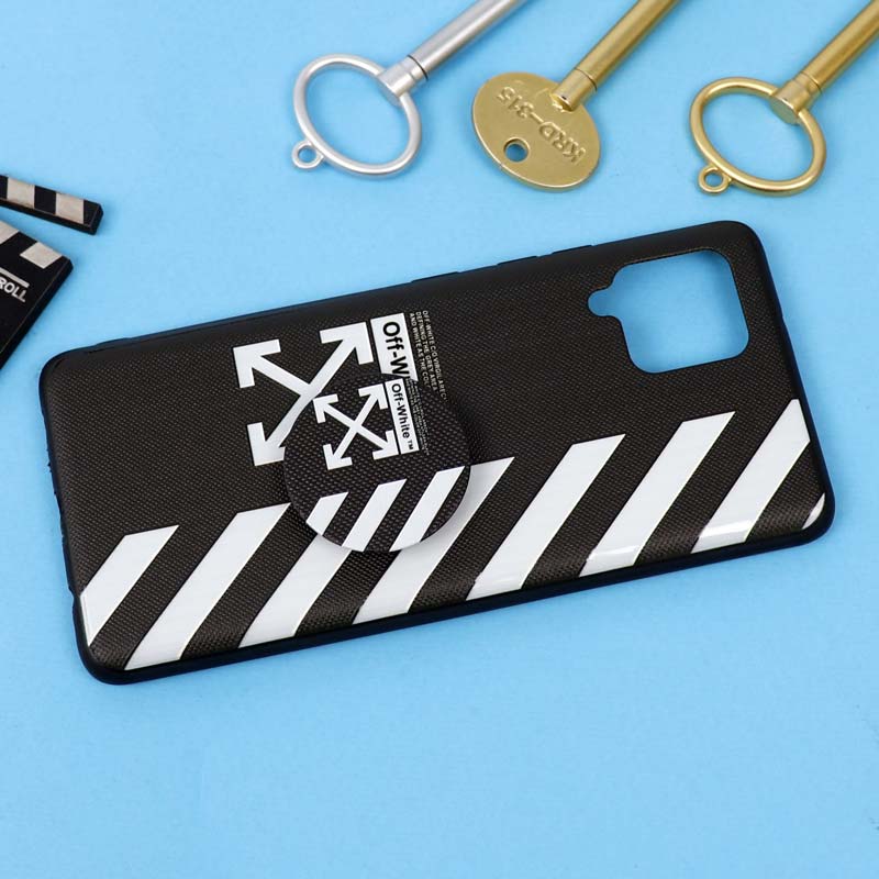 قاب فانتزی برجسته + پاپ سوکت طرح Off White سامسونگ Samsung Galaxy A42 5G سری D