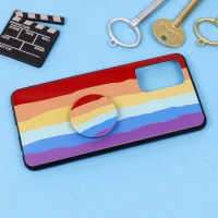 قاب فانتزی برجسته + پاپ سوکت طرح رنگین کمان سامسونگ A52 سری D