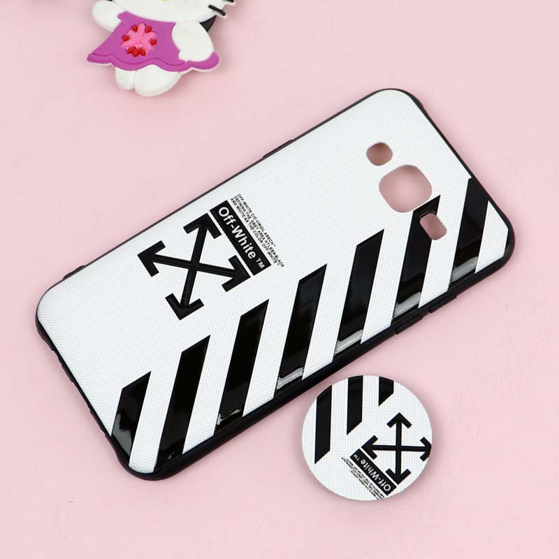 قاب فانتزی برجسته + پاپ سوکت طرح Off White سامسونگ J5 سری D