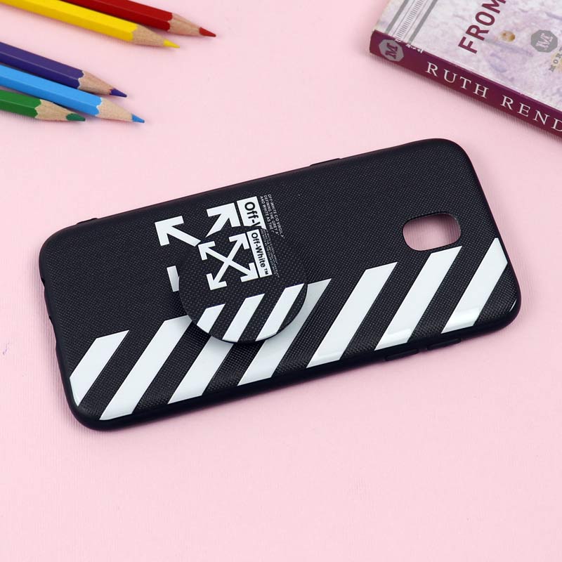 قاب فانتزی برجسته + پاپ سوکت طرح Off White سامسونگ J5 Pro سری D