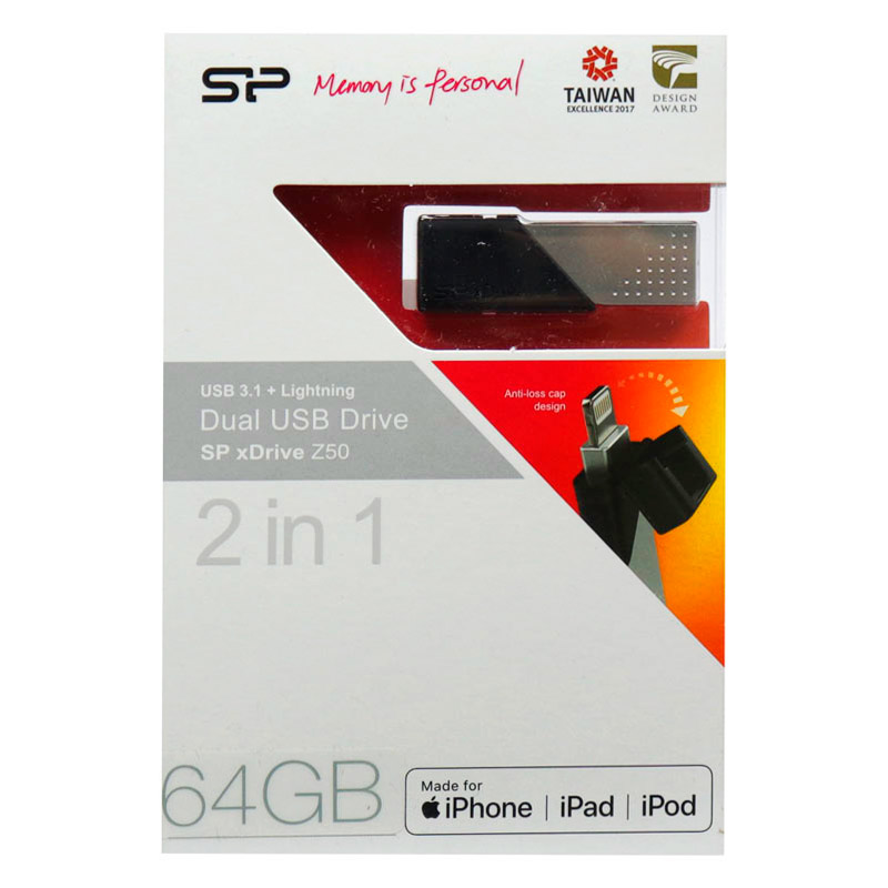 فلش ۶۴ گیگ سیلیکون پاور Silicon Power Dual Z50 2in1 OTG Lightning USB3.1